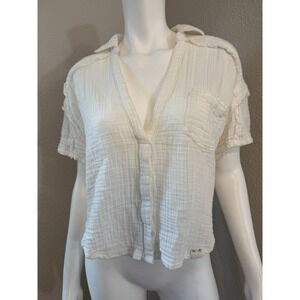 We The Free People M Top Cotton Boho Beach Minimalist Summer